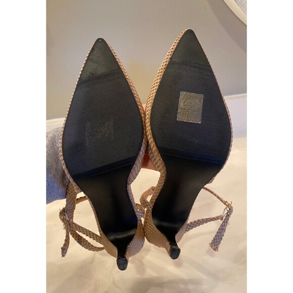 Women’s Shoe Pumps Size 8.5 Sling Back Woven Tan 3 1/4" heel Pointed Toe ?New - Picture 7 of 9
